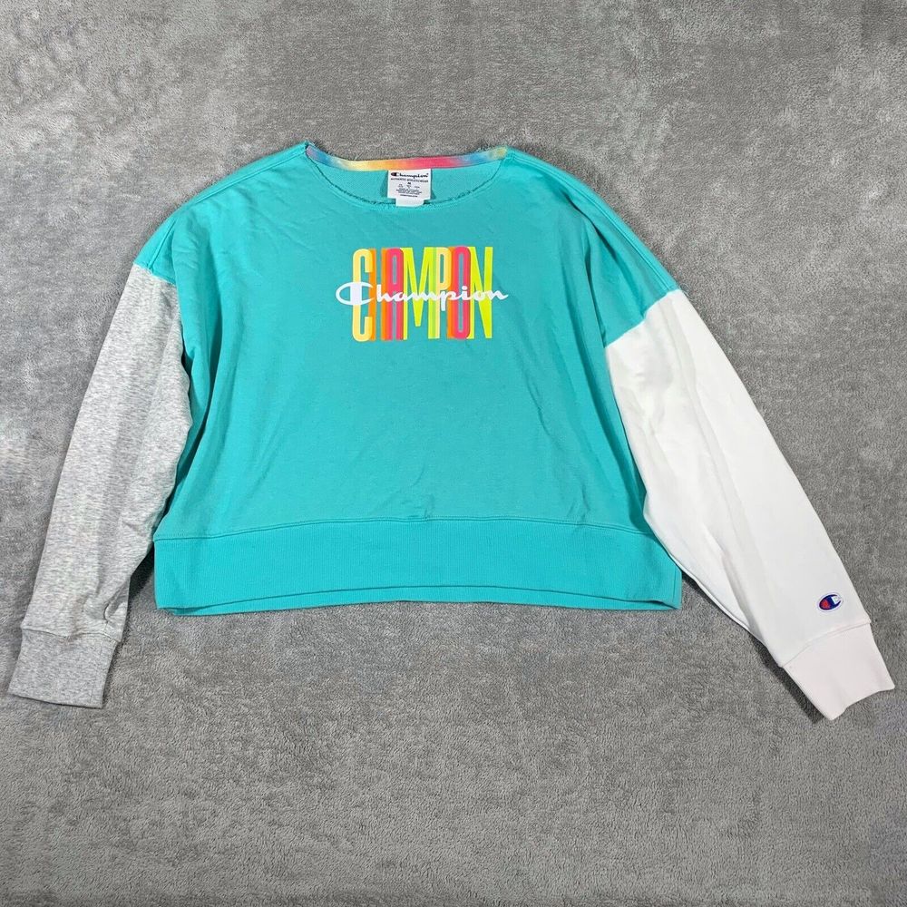Champion Crewneck Sweatshirt Portal Teal Campus French Terry Size Medium Womens
